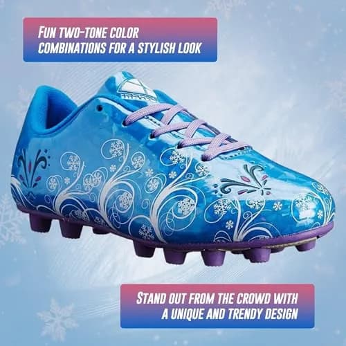 Vizari Frost Firm Ground Soccer Shoes for Youth | Graphic Football Shoes for Kids with Comfort & Padded Linings | Durable Cleats for Boys & Girls Perfect for Outdoor Play Blue/Purple thumbnail 3