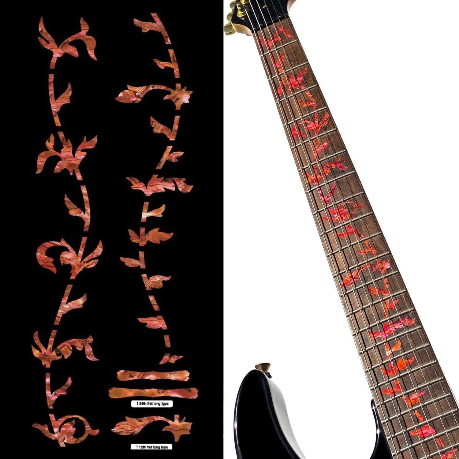 Inlaystickers Tree of Life Fret Markers for Guitars - Abalone Red | Real Inlay Look - main product image