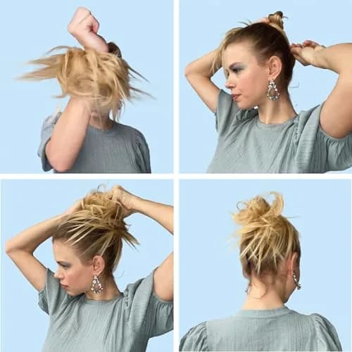 CAISHA Small Scrunchie Bun Chignon Messy Updo Hair Black G1C | Heat-Resistant Synthetic Fiber thumbnail 5