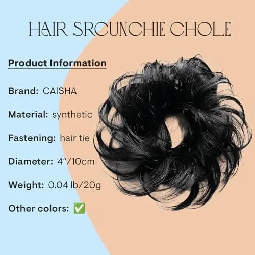 CAISHA Small Scrunchie Bun Chignon Messy Updo Hair Black G1C | Heat-Resistant Synthetic Fiber thumbnail 2