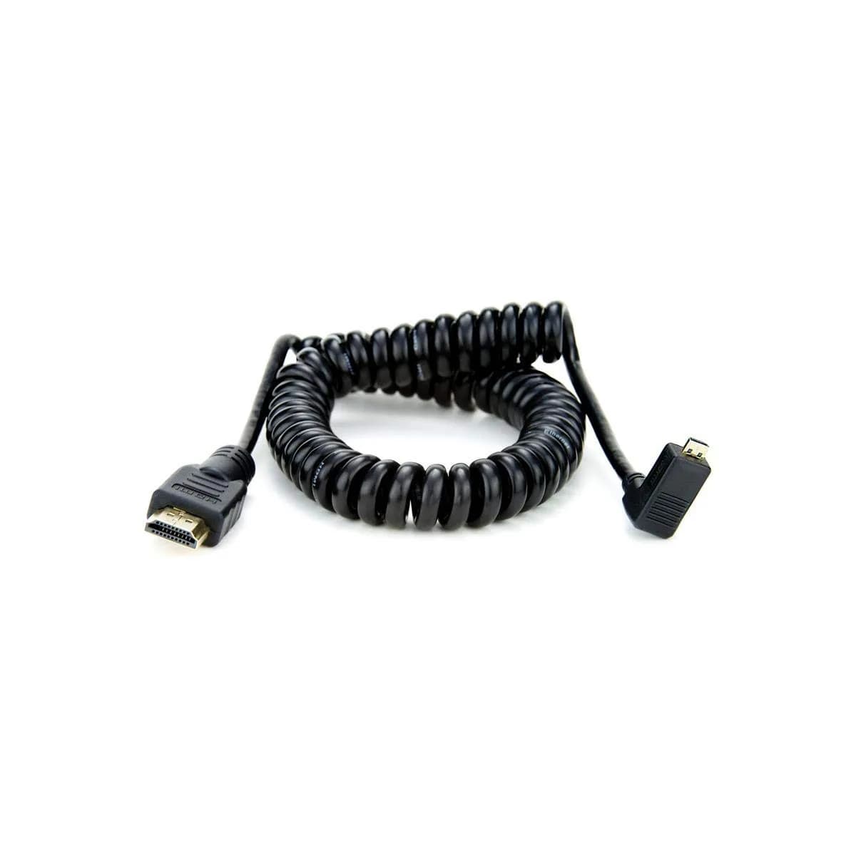 Atomos ATOMCAB013 L-Shaped Micro to Full HDMI Cable, Curled, 50cm (19.7 inches), 65cm (25.6 inches) Extension Compatible