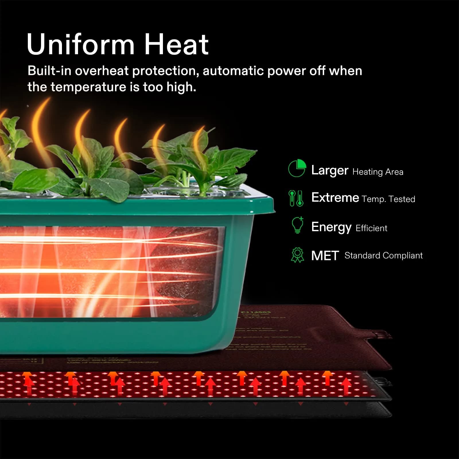 VIVOSUN Durable Waterproof Seedling Heat Mat 20.3 cm x 52.7 cm (8" x 20.75") | Reliable Germination Temperatures - view 5