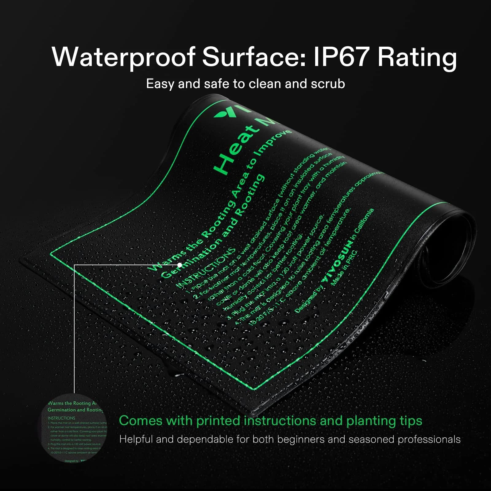 VIVOSUN Durable Waterproof Seedling Heat Mat 20.3 cm x 52.7 cm (8" x 20.75") | Reliable Germination Temperatures - view 4
