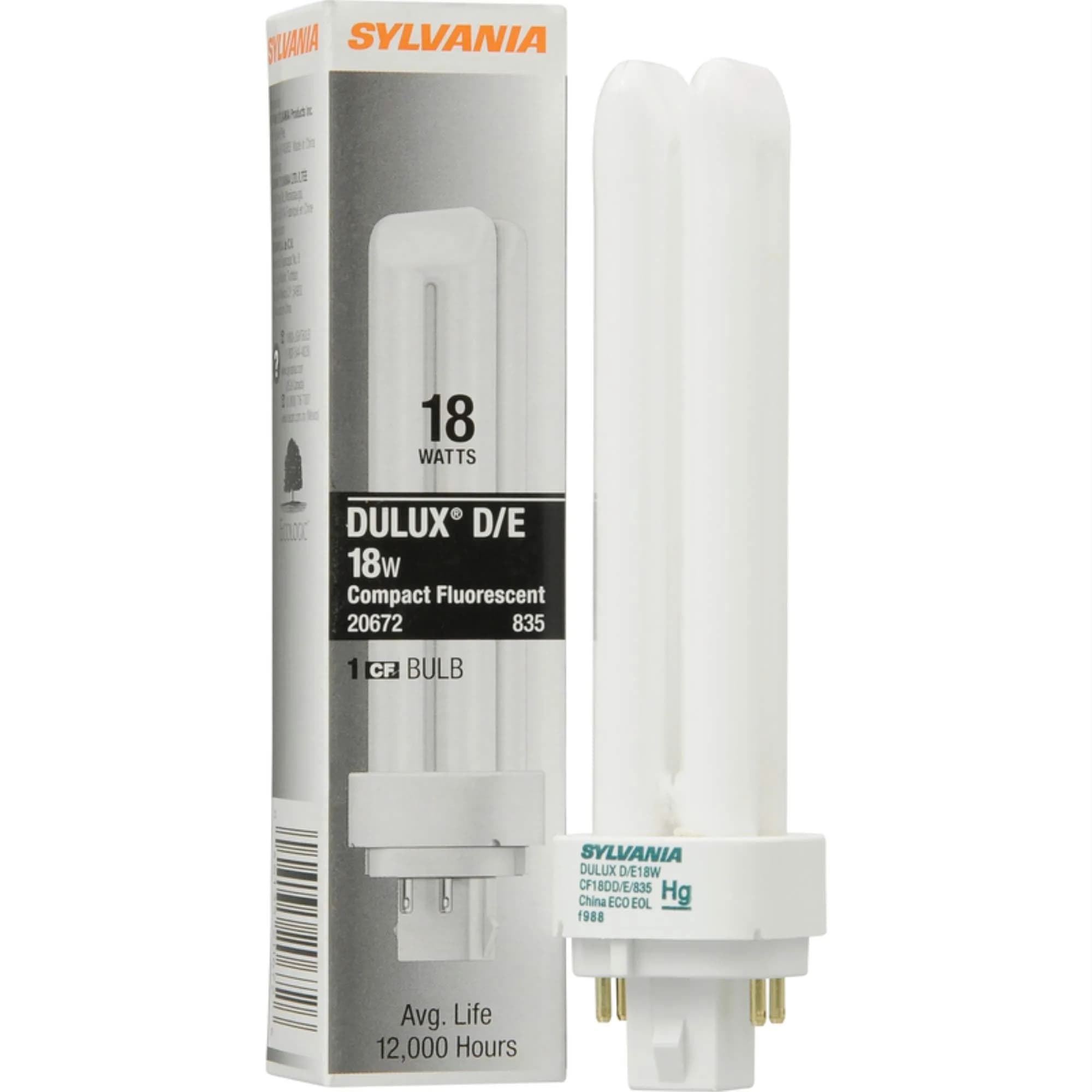 LEDVANCE Dulux D/E CFL 18W 4-Pin Bulb | Long Life, Dimmable, 3500K White