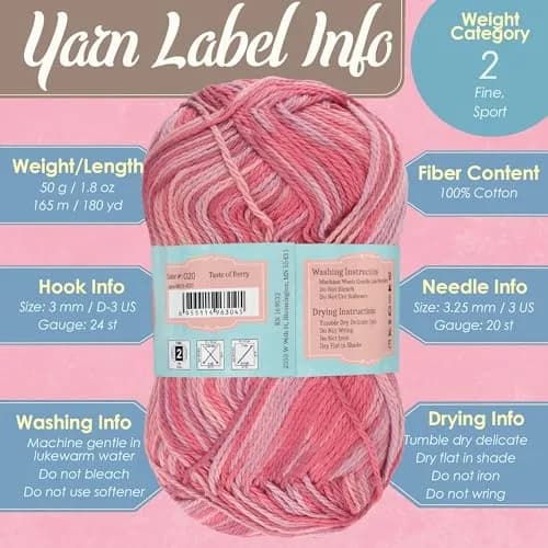 BambooMN JubileeYarn Cotton Select Yarn - Blueberry Pie | Sport Weight, 8 Skeins, Soft Cotton thumbnail 5