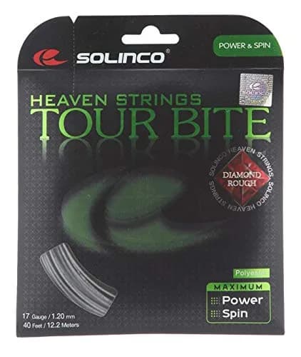 Solinco Tour Bite Diamond Rough Tennis String Set-17G-Silver | Spin & Precision for Tennis Players thumbnail 1
