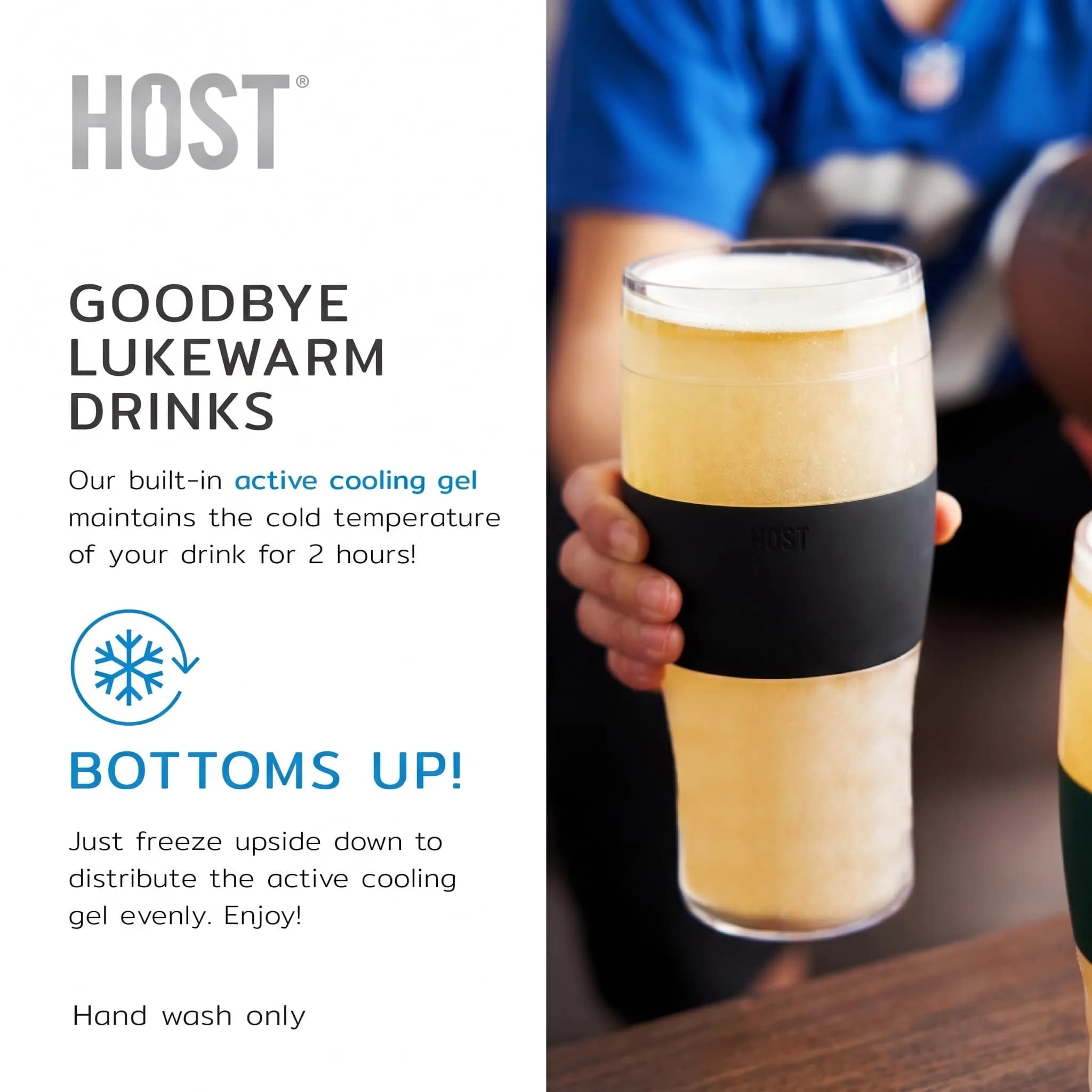 Host Freeze Beer Glasses, 16oz (473ml) Grey Pint Set | Keeps Beer Ice Cold for 2 Hours - view 3