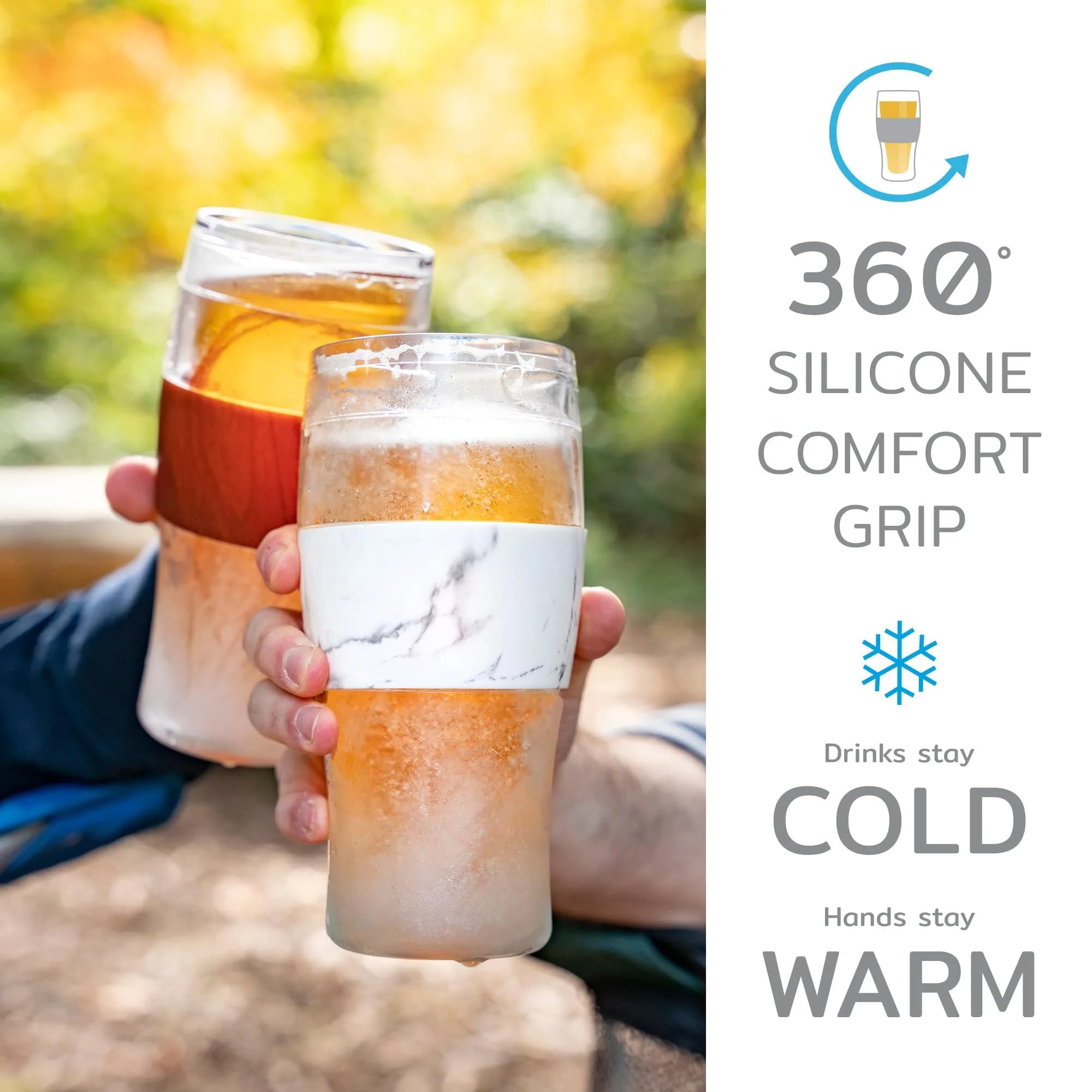 Host Freeze Beer Glasses, 16oz (473ml) Grey Pint Set | Keeps Beer Ice Cold for 2 Hours - view 4