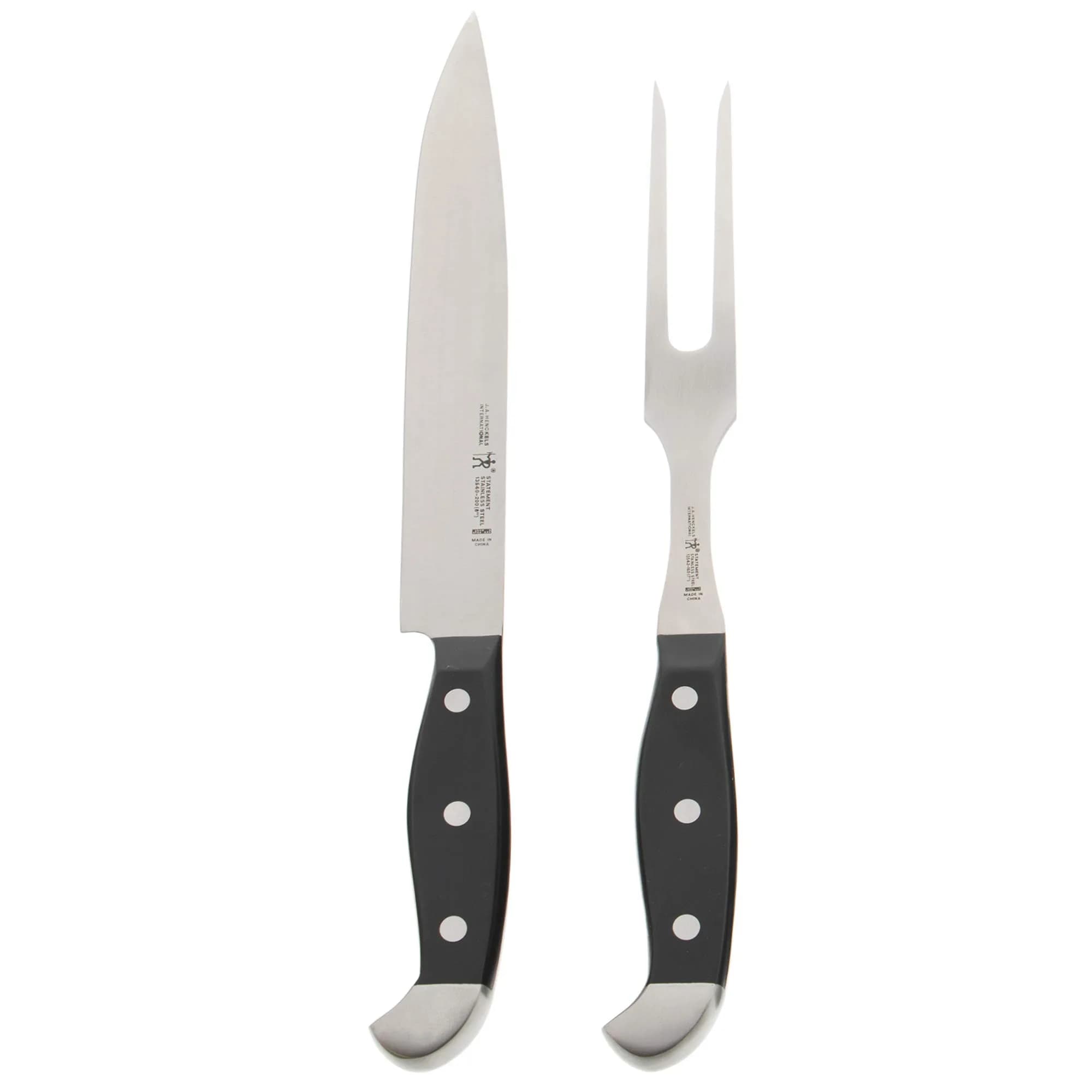 HENCKELS Statement 2 pc Turkey Carving Knife & Fork Set, German Engineered | Precision Carving Tools for Meat — Black/Stainless Steel