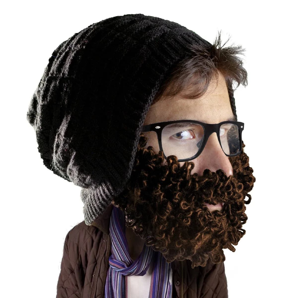 Beard Head Curly Pearl Beard Hat - Original Slouchy Beanie and Removable Beard | Fun, Warm & Adjustable — Atticus Brown