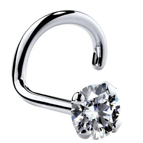 FreshTrends 14K Gold Cubic Zirconia Nose Ring 3mm | Twist Screw Design for Women thumbnail 1