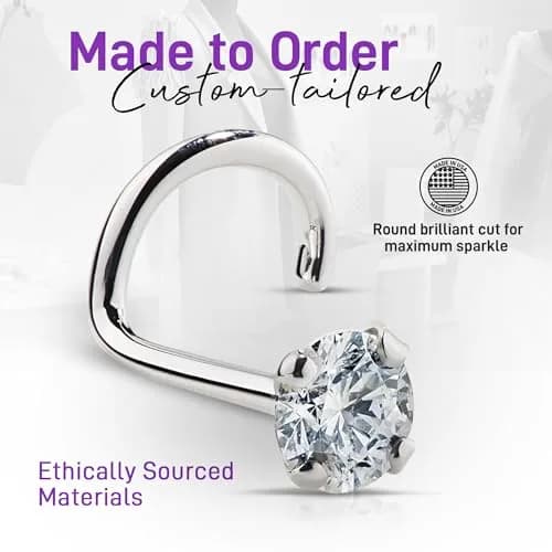 FreshTrends 14K Gold Cubic Zirconia Nose Ring 3mm | Twist Screw Design for Women thumbnail 5
