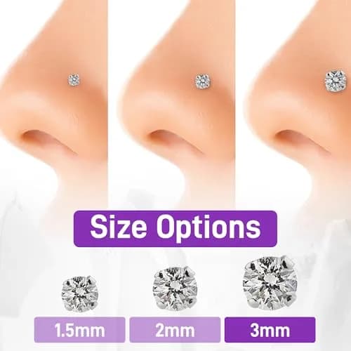 FreshTrends 14K Gold Cubic Zirconia Nose Ring 3mm | Twist Screw Design for Women thumbnail 3
