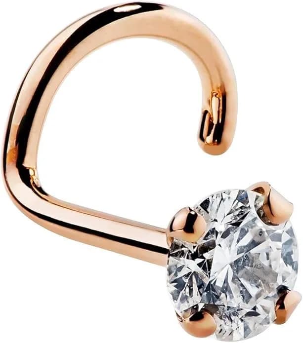 FreshTrends 18G 3mm Cubic Zirconia Nose Ring in 14K Gold | Secure Twist Screw, Made in USA thumbnail 2