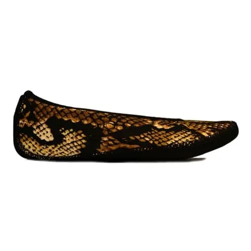 Nufoot Ballet Flats Fuzzies Women's Slippers, Foldable, Flexible Flat, Gold Snake, Medium | Indoor Comfort & Travel Friendly thumbnail 5