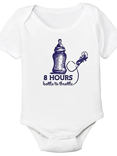 Luso Aviation 8 Hours Bottle to Throttle Baby Onesie 6 Months | Aviation Themed Cotton Fitted thumbnail 1