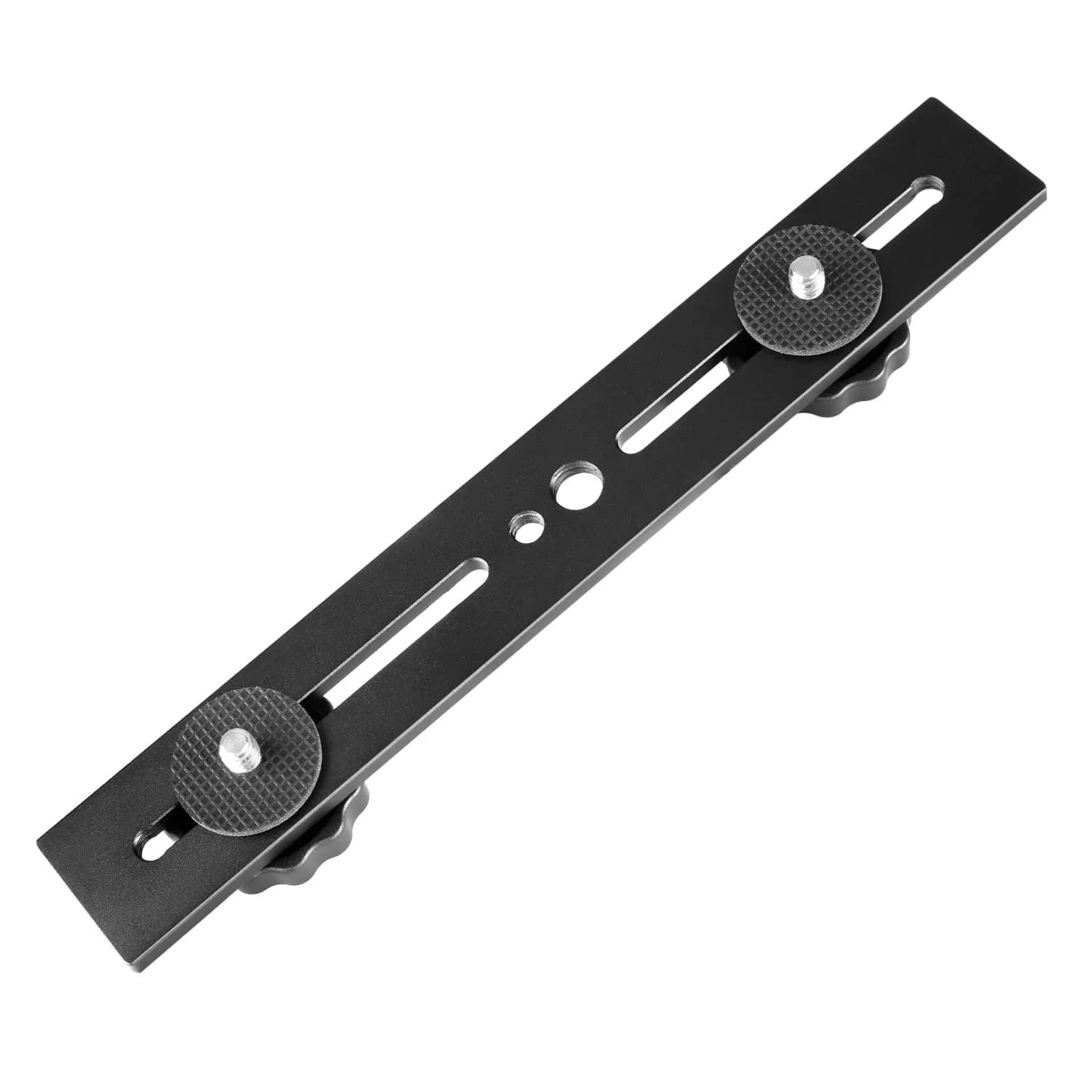 NEEWER 8"/20.3cm Dual Camera Mount Bracket with 1/4" & 3/8" Screws | Mount Two Cameras on Tripod — Black