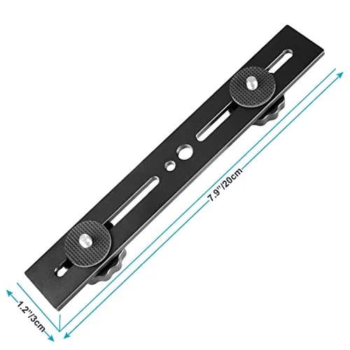 NEEWER 8"/20.3cm Dual Camera Mount Bracket with 1/4" & 3/8" Screws | Mount Two Cameras on Tripod thumbnail 5
