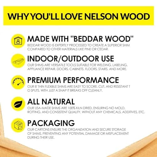 Nelson Wood Shims Contractor Grade 56 Count - 8 Inch Beddar Wood Shims | Leveling & Installation Aid thumbnail 2
