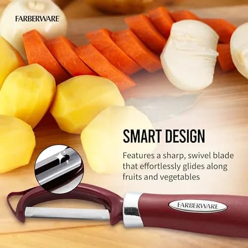Farberware Professional Euro Vegetable Peeler with Ergonomic Handle, Red | 2.9cm (1.18in) x 19.8cm (7.87in) thumbnail 4