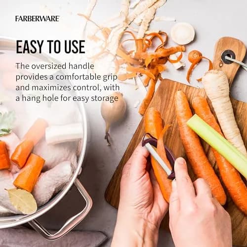 Farberware Professional Euro Vegetable Peeler with Ergonomic Handle, Red | 2.9cm (1.18in) x 19.8cm (7.87in) thumbnail 5