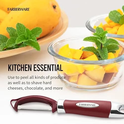 Farberware Professional Euro Vegetable Peeler with Ergonomic Handle, Red | 2.9cm (1.18in) x 19.8cm (7.87in) thumbnail 3