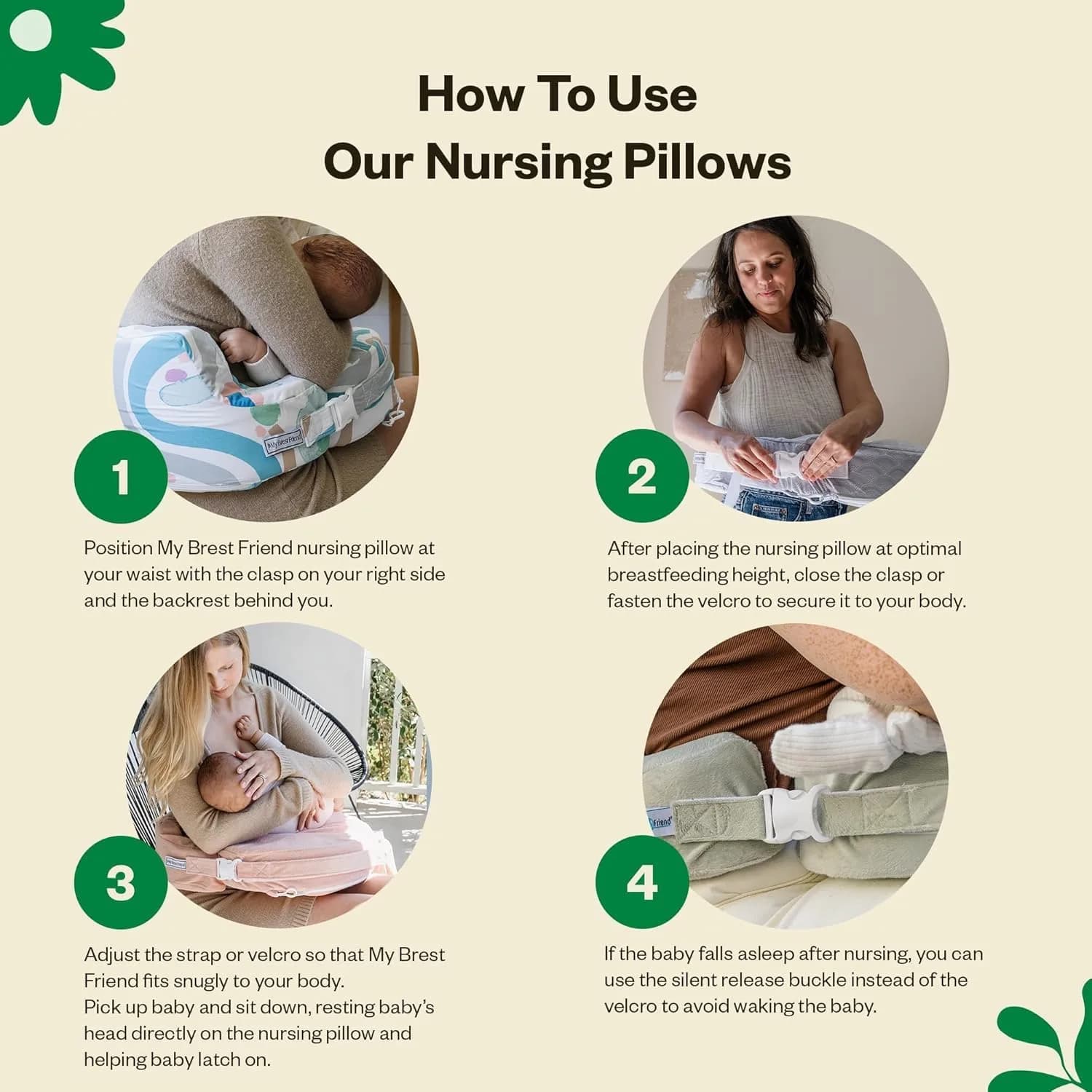 My Brest Friend Original Nursing Pillow Grey Flowing Fans | Ergonomic Support for Mom & Baby - view 6