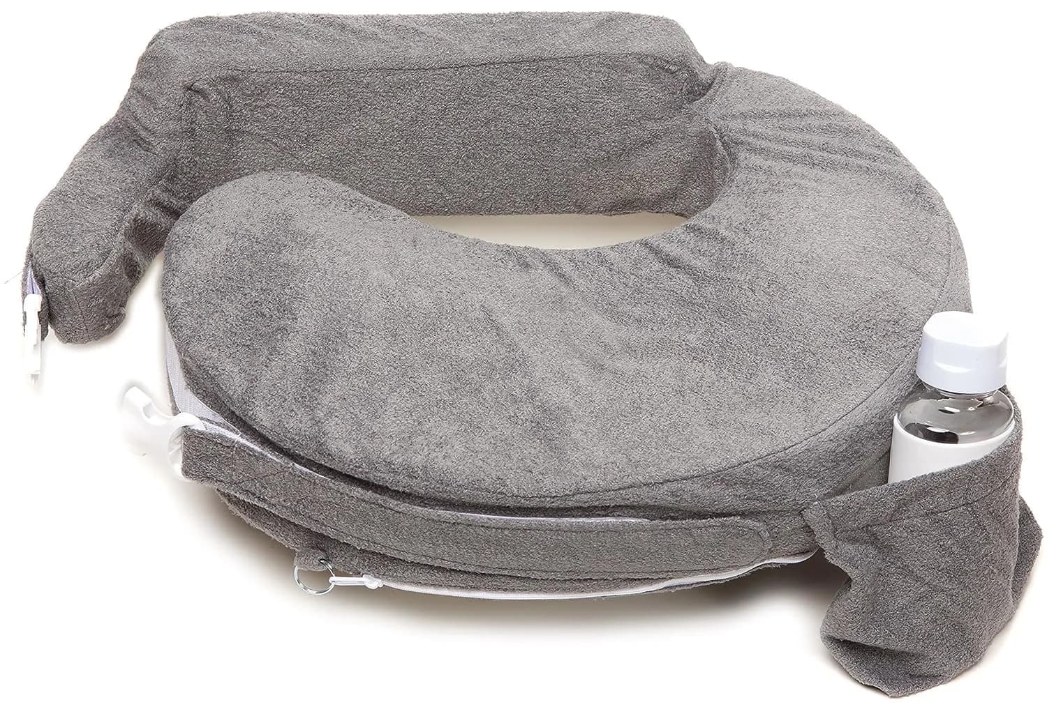 My Brest Friend Nursing Pillow - Deluxe - Enhanced Comfort w/ Slipcover - Ergonomic Breastfeeding Pillow For Ultimate Support For Mom & Baby - Adjustable Pillow W/ Handy Side Pocket, Evening Grey thumbnail 1