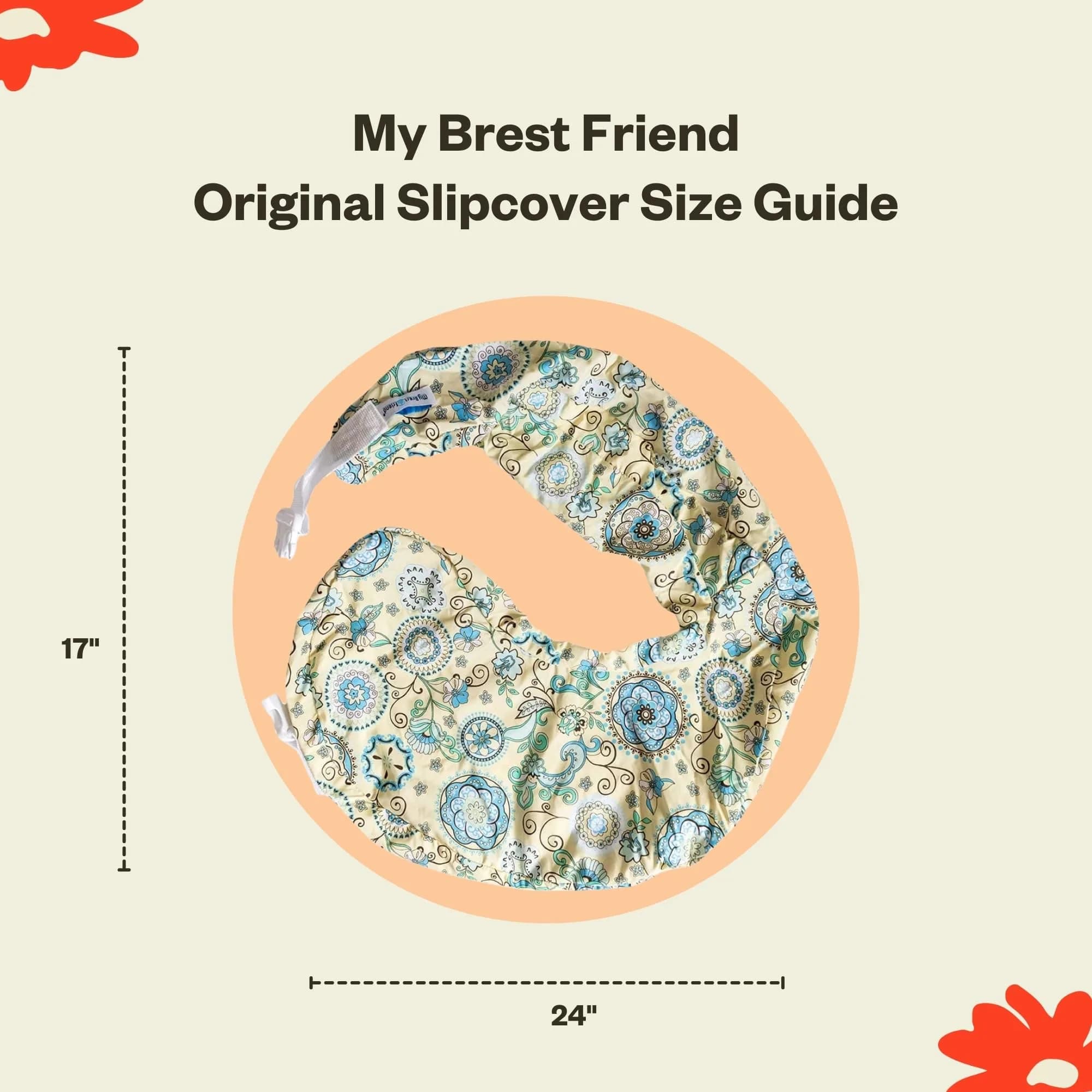 My Brest Friend Original Nursing Pillow Cover Buttercup Bliss | Easy Care, Adjustable Fit, Machine Washable, Durable with Handy Side Pocket - view 3