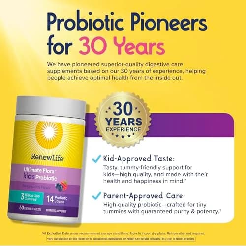 Renew Life Ultimate Flora Kids Probiotic Chewables 60 Count | Supports Digestive & Immune Health thumbnail 5