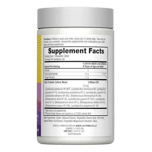 Renew Life Ultimate Flora Kids Probiotic Chewables 60 Count | Supports Digestive & Immune Health thumbnail 2