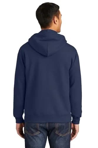 Port & Co Tall Essential Fleece Full-Zip Hooded Sweatshirt, Navy, LT | Extra Length, Cozy Midweight Fleece thumbnail 4