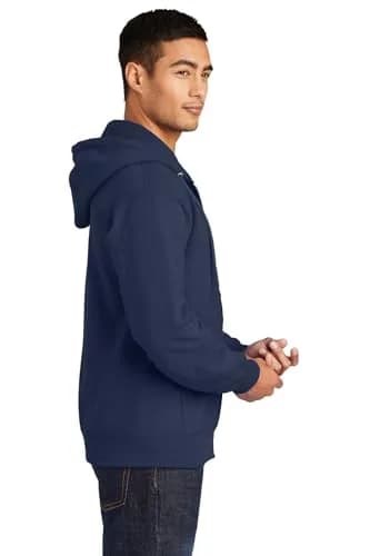 Port & Co Tall Essential Fleece Full-Zip Hooded Sweatshirt, Navy, LT | Extra Length, Cozy Midweight Fleece thumbnail 2