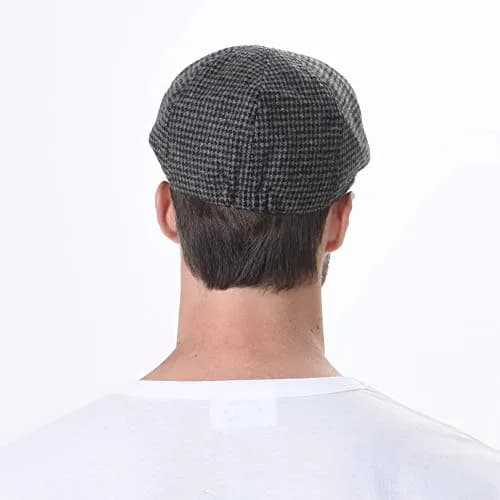 WITHMOONS Tweed Newsboy Hat Faux Leather Brim | Fall/Winter Wool Flat Cap (54-57cm) thumbnail 4