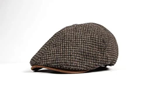 WITHMOONS Tweed Newsboy Hat Faux Leather Brim | Fall/Winter Wool Flat Cap (54-57cm) thumbnail 5