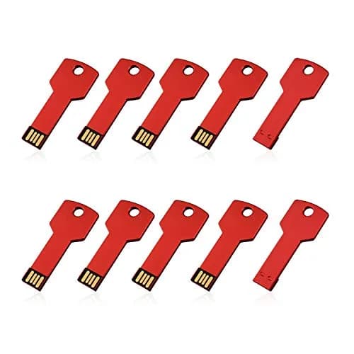 RAOYI 8GB Metal Key USB 2.0 Flash Drive | Portable Data Storage, Fast Transfer, 10-Pack, Red thumbnail 1