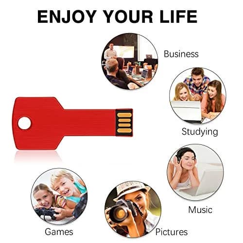 RAOYI 8GB Metal Key USB 2.0 Flash Drive | Portable Data Storage, Fast Transfer, 10-Pack, Red thumbnail 5