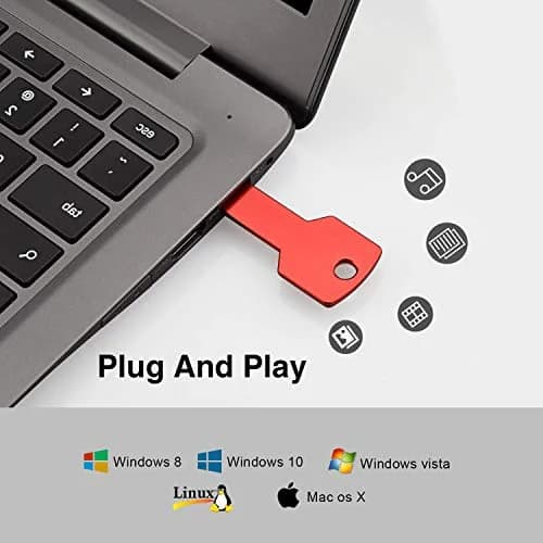 RAOYI 8GB Metal Key USB 2.0 Flash Drive | Portable Data Storage, Fast Transfer, 10-Pack, Red thumbnail 3