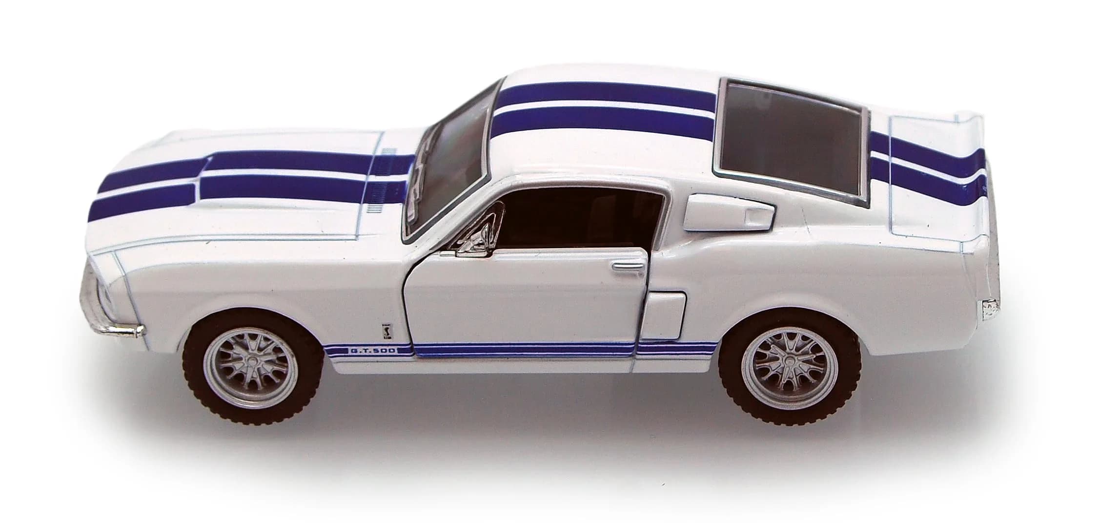 KiNSMART 1967 Ford Shelby Mustang GT500 1:38 Scale Die Cast Model Car (White) | Realistic Miniature Replica — White