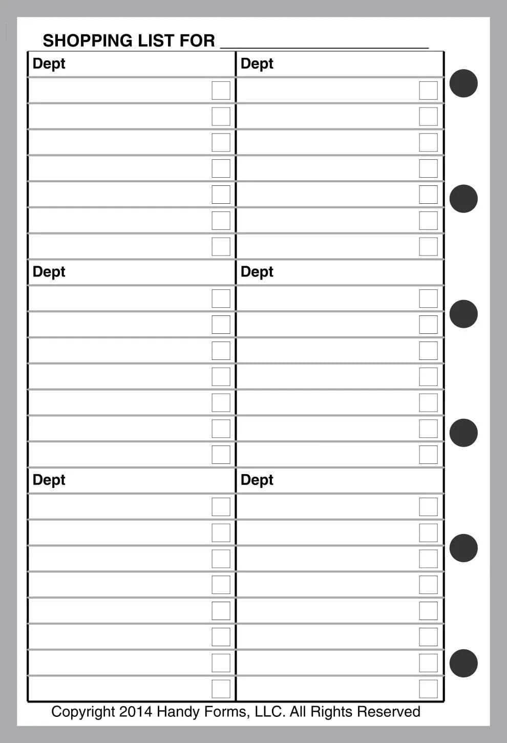 Handy Forms Pocket Shopping List 50 Sheets 3.25" x 4.75" | Store & Department Organizer — Shopping List