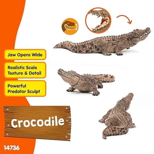 Schleich Wild Life Crocodile Toy Figurine with Movable Jaw | Realistic Animal Play for Ages 3+ thumbnail 2