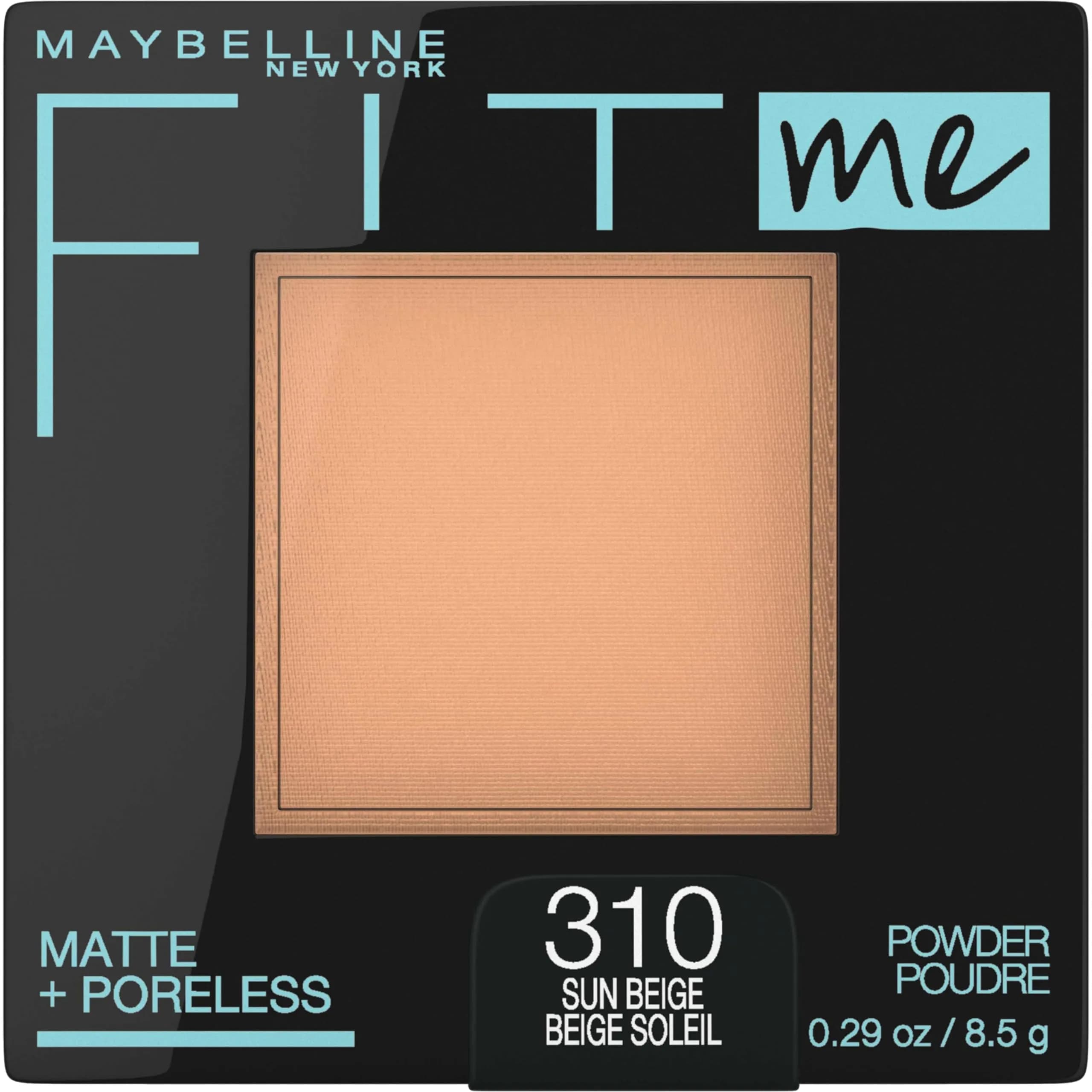 Maybelline Fit Me Matte + Poreless Pressed Powder Makeup, Sun Beige, 0.29 oz (8.5 g) | Controls Shine for Normal to Oily Skin - main product image