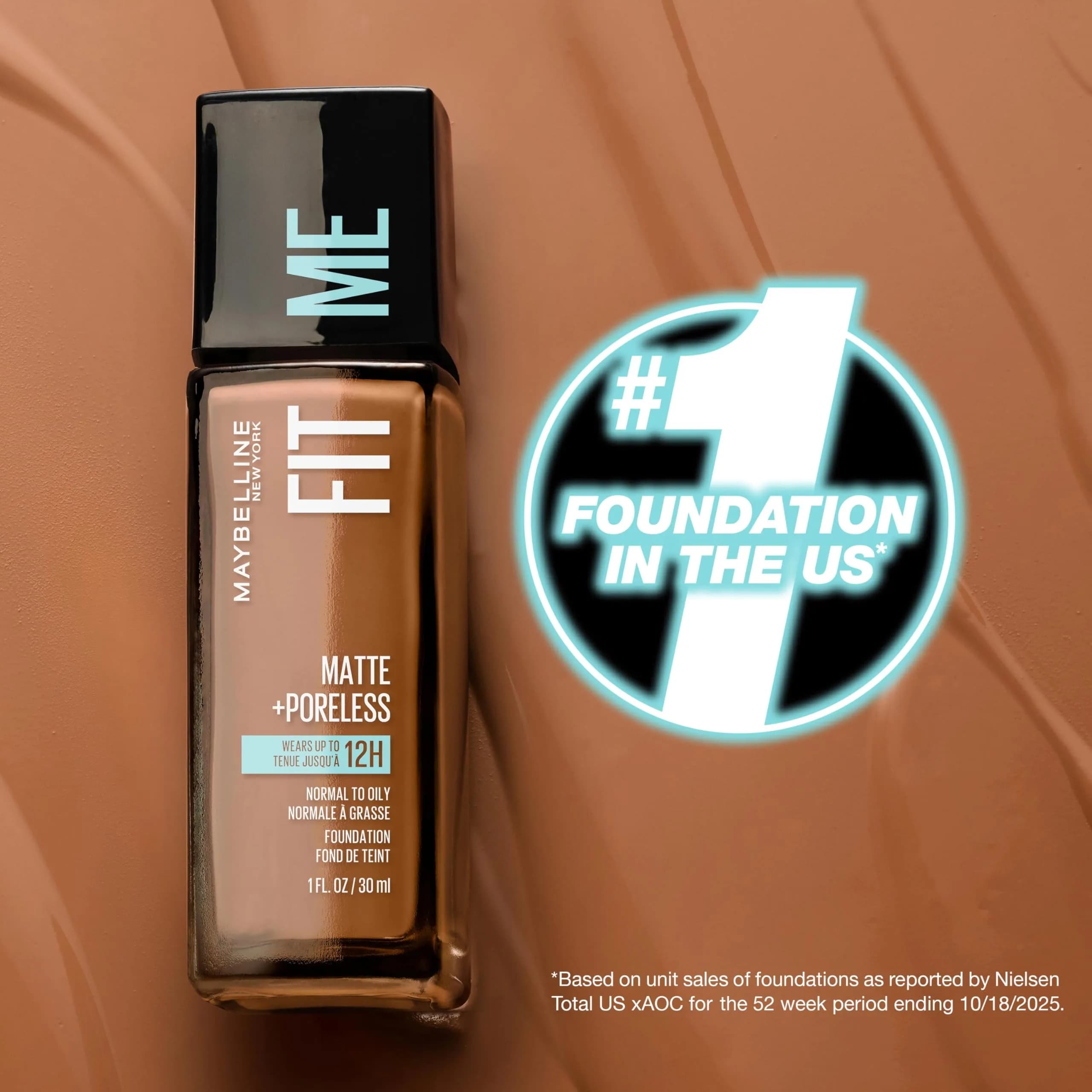 Maybelline Fit Me Matte + Poreless Liquid Foundation, Classic Tan, 2 fl oz (60 ml) | Oil-Free, Pore Minimizing - view 4