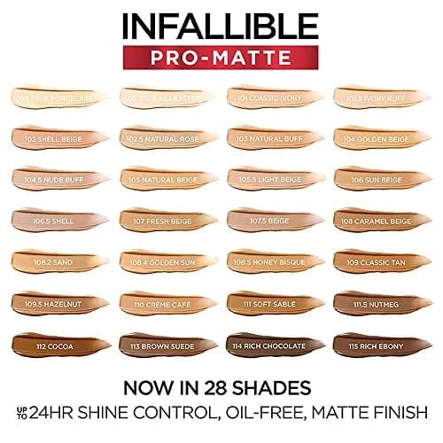 L'Oreal Paris Infallible Pro-Matte Liquid Foundation Créme Café 29.57ml (1 Fl Oz) | Demi-Matte Finish, Longwear thumbnail 4