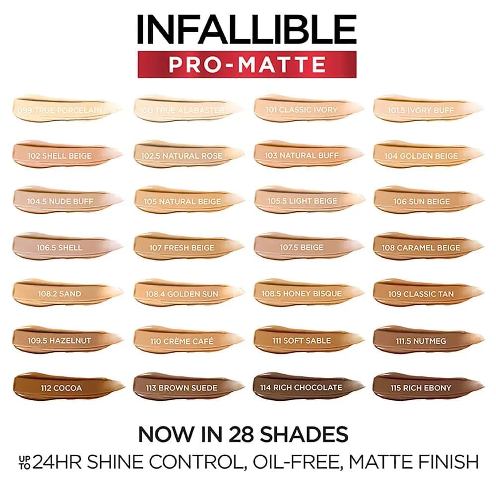 L'Oreal Paris Infallible Pro-Matte Liquid Foundation Créme Café 29.57ml (1 Fl Oz) | Demi-Matte Finish, Longwear - view 4