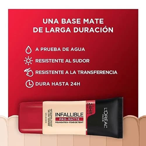 L'Oreal Paris Infallible Pro-Matte Foundation, Natural Beige, 30ml (1 Fl Oz) | 24-Hour Demi-Matte Wear thumbnail 2
