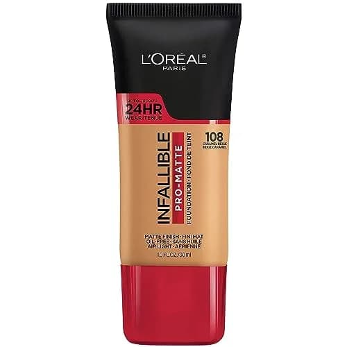 L'Oreal Paris Infallible Pro-Matte Liquid Foundation Caramel Beige 30ml (1 fl oz) | Matte Finish for Oily Skin thumbnail 1