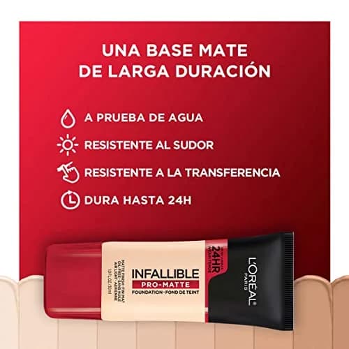 L'Oreal Paris Infallible Pro-Matte Liquid Foundation, Shell Beige 30ml (1 fl oz) | Demi-Matte Finish for Smooth Complexion thumbnail 1