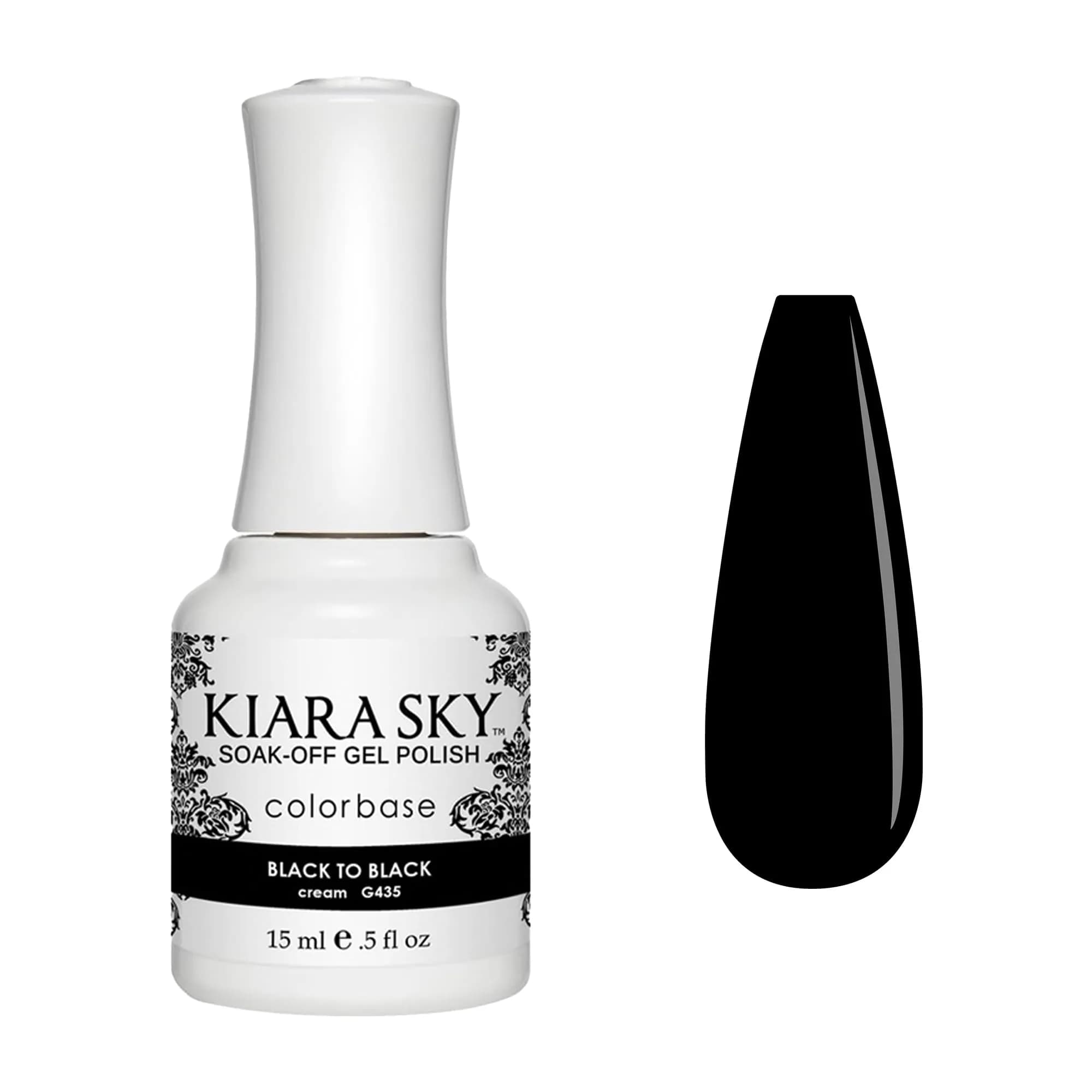 KIARA SKY Soak Off Gel Nail Polish 0.5 fl oz — Classic Black, Long-Lasting, High-Gloss Finish, USA Import