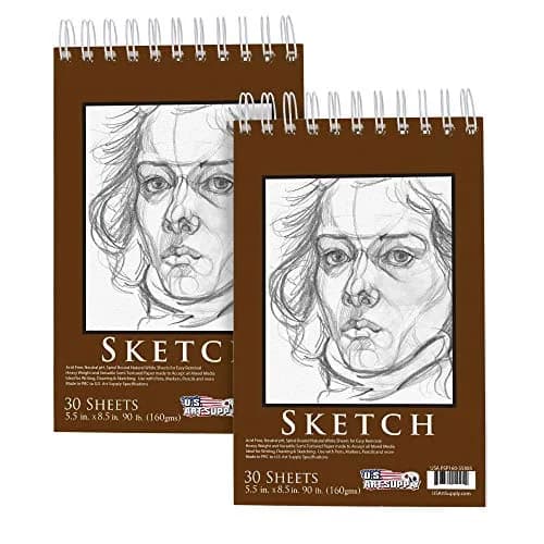 U.S. Art Supply 5.5x8.5 Heavy-Weight Sketch Pad | 30 Sheets, Spiral Bound, Natural White Paper thumbnail 1